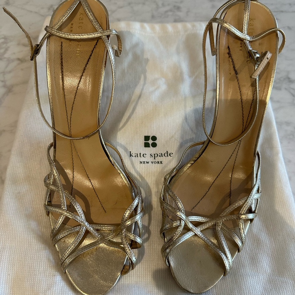 Kate Spade Metallic Gold Strappy Heels